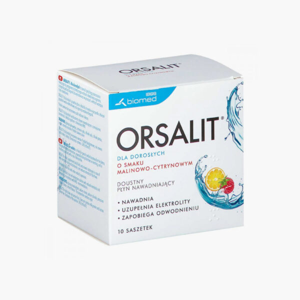 ORSALIT dla dorosłych 10 saszetek – elektrolity, nawadnianie organizmu oraz profilaktyka odwodnienia (smak malinowo-cytrynowy)