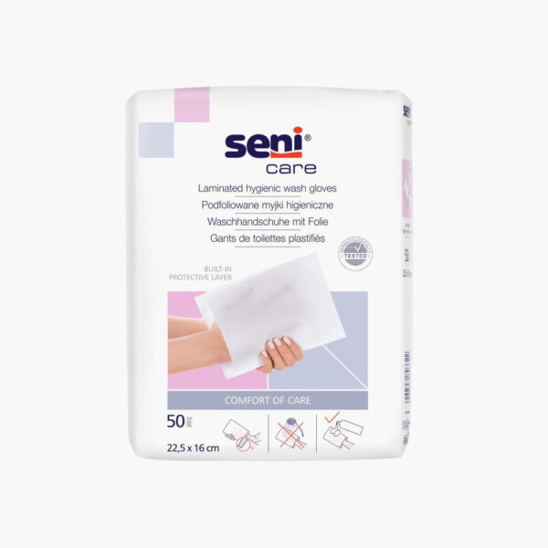 Myjki higieniczne podfoliowane Seni Care 50 szt. (22,5 x 16 cm)